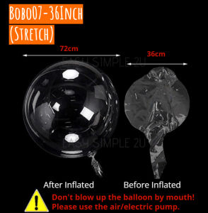 (1Piece) 12/18/22/24/36 Inch Stretch/No Stretch/Wide Neck Big Mouth Type PVC Clear Transparent Bobo Balloons Stickers