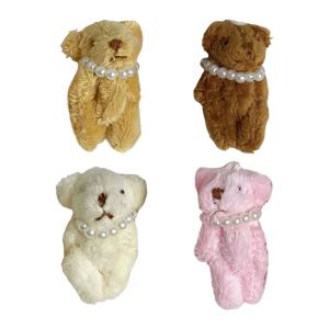 DIY Pearl Necklace Plush Jointed Bear Phone Charm Accessory For Girls Handbag Keychain Decoration