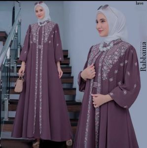 Rabbani Dress / Gamis Ceruty Babydoll Mix Bordir LD 120CM / Drees Kondangan Wanita Dewasa Ukuran M - L - XL - XXL / Baju Perempuan Elegan Murah Terbaru 2025 / Bordir Import Kekinian Korean Style / COD / Gratis Ongkir Termurah / Baju Lebaran Wanita Syari