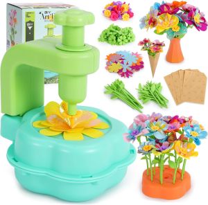 Flower Craft Kits for Kids Arts and Crafts Activity Toys Set for Girls Ages 4-10 Birthday Gifts for 4 5 6 7 8 9 Year Old Girls DIY Flower Making Kit for Kids Creative Toys Gifts for Preschool