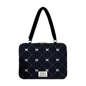 DIXRY Embroidered Bow Business Briefcases File Folder Large Capacity Laptop Sleeve Case Bag Portable Handbag Laptop Bag Office Work