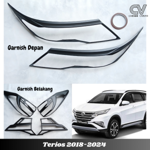 Paket Cover Garnish Lampu Depan Belakang Mobil Terios 2018 - 2024 Hitam