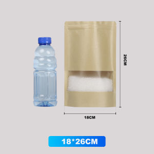 Mstar 100pcs Zipper Resealable Food Packaging Ziplock Goodies gift Storage Kraft Paper zip lock Bag With Clear Window
