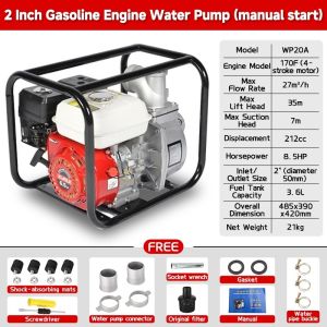 4-Stroke Gasoline Engine Water Pump 2 Inch /3 Inch Gasoline Water Pump with 8.5HP Engine - Engine Water Pump High-Lift Self Priming Pump Suction Pump
