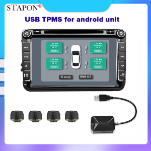 STAPON USB TPMS for Android unit external sensor tire pressure monitor alarm system wireless transmission TA5