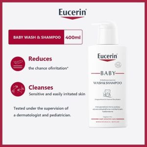 Eucerin 2-in-1 Baby Wash & Shampoo Tear-Free Hypoallergenic Cleanser for Sensitive Skin Enriched with Shea Butter & Dexpanthenol
