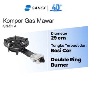 Sanex Kompor Gas Cor Komersial Mawar Mata Seribu 1 Tungku Teknologi Double Ring Burner - SN21A