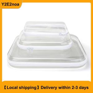 【Local shipping】 1PC Plastic Zippered Pouch Hard Bins Storage Bins Stackable Waterproof Zippered Hard Pouch Clear Hard Zipper Case