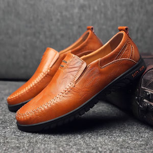 รองเท้าหนังลำลองและธุรกิจ ระบายอากาศ ใส่สบาย กันลื่น ทนทาน พื้นนุ่ม แบบสวม ใส่ง่ายถอดง่าย