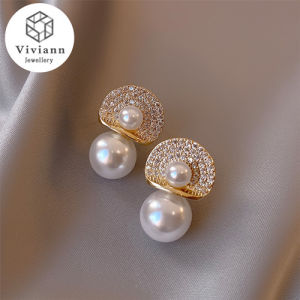 Viviann Original Pearl Stud Earrings Premium Fashion Earrings Korean Style Earrings Pearl Stud Earrings For Women Girl Simple Gold Color Small Earring Party Jewelry