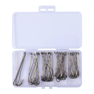 70Pcs Barbed Fishing Hook Multiple Size Metal Hook for Bass Trout Saltwater Fishing Tackle Straight Shank Fishing Hook