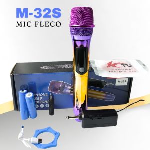 Microphone Professional Wireless Mic Fleco M-32S Single High Quality  Jack Besar 6.5mm dan adapter jack kecil 3.5mm
