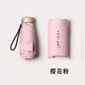【SG SELLER】Mini Portable Anti-UV Umbrella Folding Sunny Rainy Black/Blue/Pink/Purple
