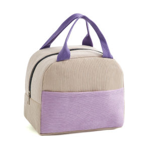 Lunch Bag Insulated Cooler Tote Waterproof Corduroy Bento Box Food Carrier Office Picnic Daily Use
