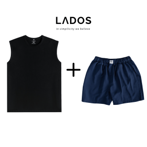 Set áo thun tanktop 3 lỗ thể thao 9085 kèm quần short đùi kate nam 4071 tập gym chạy bộ mặc nhà dạo phố LADOS-7107