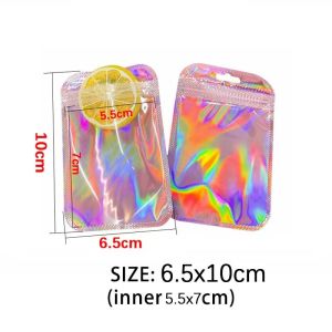 MMstar 100pcs Colorful Laser Packaging Self Sealing Bag For DIY Necklace Bracelet Jewelry Packaging Zip Pouches
