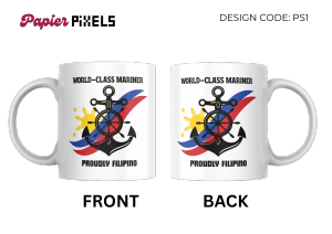 Pinoy Seaman mug ceramic drinkware for seafarer pride maritime work ship wheel anchor design with philippine flag seaman