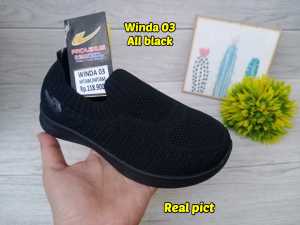 SEPATU SLIP ON RAJUT HITAM SEKOLAH NEW ERA SIZE 29-41 - SEPATU SLIP ON WANITA SIMPEL MURAH - SEPATU SELOP SEKOLAH