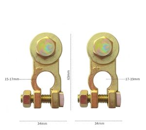 LST Battery Terminal Connectors 12V/24V Heavy-Duty Battery Terminal Positive & Negative Car Battery Terminals Clamps Kit Copper 17mm 300A (Battery Terminals T016)