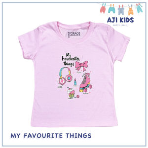 AJI Manila Girls Pastel Colored Graphic Tee with "My Favorite Things" Print