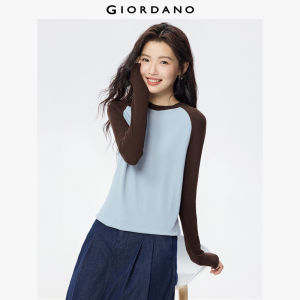 Giordano Women Contrasting raglan sleeve crewneck rib tee Free Shipping 05325821