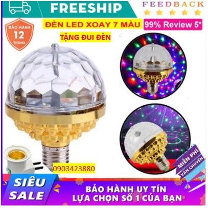 [FREESHIP MAX] Đèn LED Xoay 7 Màu HD Nhiều Hiệu Ứng Tia Chớp Nhấp Nháy Theo Tiếng Nhạc, Đổi Màu, An Toàn Khi Sử Dụng. Phối màu từ 3 bóng LED RGB. Chiếu sáng xa, tiết kiệm năng lượng. Tuổi thọ 8000 giờ. Chất liệu nhựa  - NTP_SHOP
