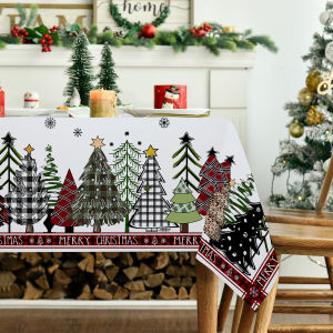 Christmas Tablecloth Restaurant Kitchen Holiday Decoration Cloth Christmas Tree Peach Skin Table Cover