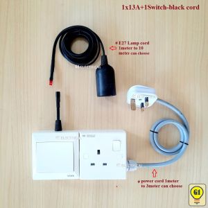 Power & Light Combine Extension wire/1meter & 3meter Power cord/Black Lamp cord.