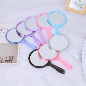 SINGLE High-definition Handle Double-sided Mirror Handheld Transparent 3x Magnifying Mirror Fashion Plastic Beauty Makeup Mirror Beauty Tools