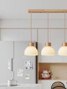 IGDL Ceiling hanging lights nature Wood led pendant lamp wooden chandelier lamp dining light bar table kitchen hanging lamp