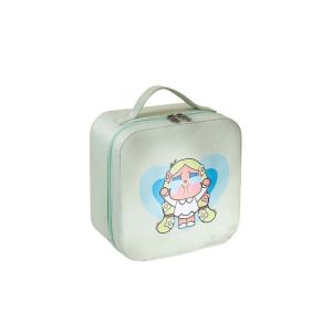 FEELING WELL กันน้ำกันน้ำได้ กล่องเครื่องสำอางความจุขนาดใหญ่ การ์ตูนสำหรับเด็ก แบบพกพาได้ กระเป๋าแต่งหน้ามือถือ สีสันสดใส เครื่องหนังแท้ เคสเครื่องสำอาง PU พร้อมกระจก สำหรับผู้หญิง