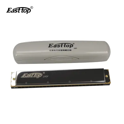 Easttop Harmonica 24 Key Hole C Vibrato Harmonica Professional Harmonica พร้อมขาตั้งสำหรับผู้เล่นมืออาชีพเริ่มต้นนักเรียนเด็ก T2401