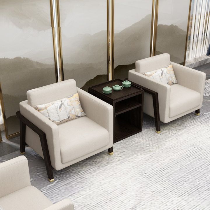 Meeting room VIP reception sofa luxury modern simple new Chinese solid ...