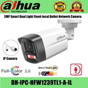 Dahua CCTV POE Camera DH-IPC-HFW1439TL1-A-IL 2MP/4MP Full-HD Full-color With Audio Supports Human Detection Motion Detection Waterproof Bulllet Camera IP Camera
