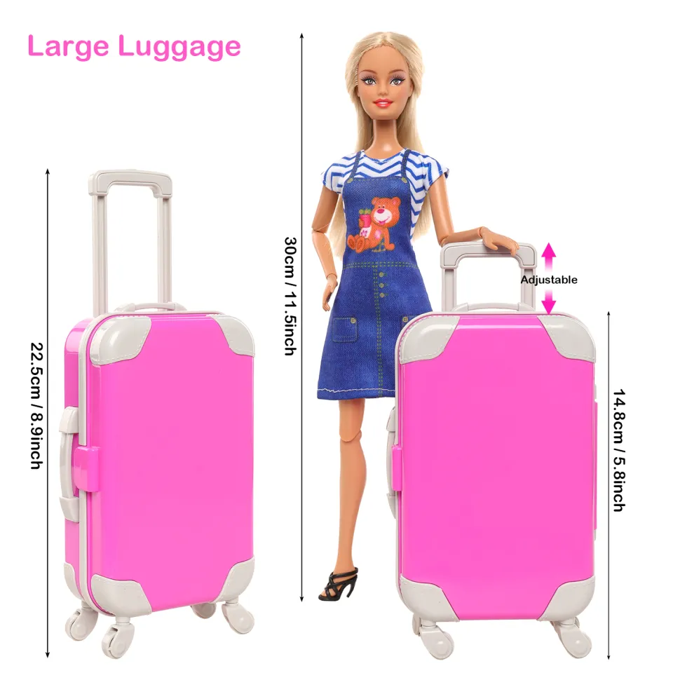 Barwa Doll Accessories Random Doll Trolley Doll Suitcase Miniature Travel  Case for Barbie Dollhouse Playhouse Furniture Kids Toy