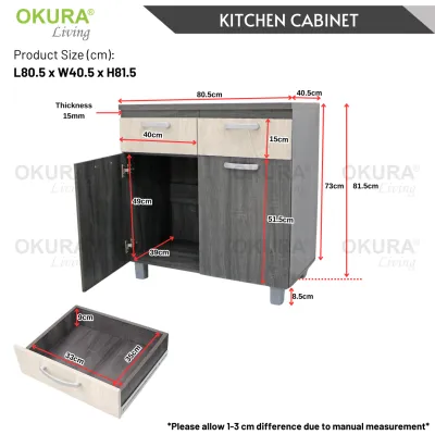 OKURA Kitchen Cabinet with Drawers Organizer Storage Rack Kabinet Dapur denagn Laci Simpanan Rak Perabot Pantry
