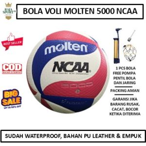 VOLLEY BOLA VOLI MOLTEN 5000 NCAA VOLLEYBALL ORIGINAL VOLI VOLY VOLLY WATER RESISTANCE EMPUK DITANGAN