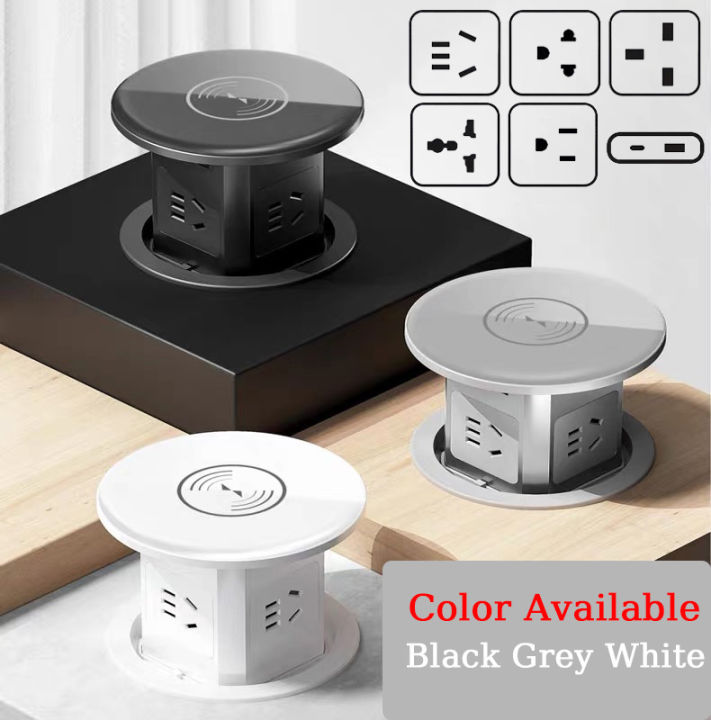 Push Up Socket Rack Retractable Pop Up Socket Wireless Charge USB Port US UK AU Universal ...