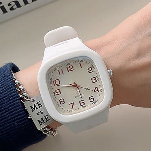 CoAce Korean Fashion Womens Watch Square Ladies Watch Digital Pointer Ladies Watch Silicone Watches Student Fashion Watch