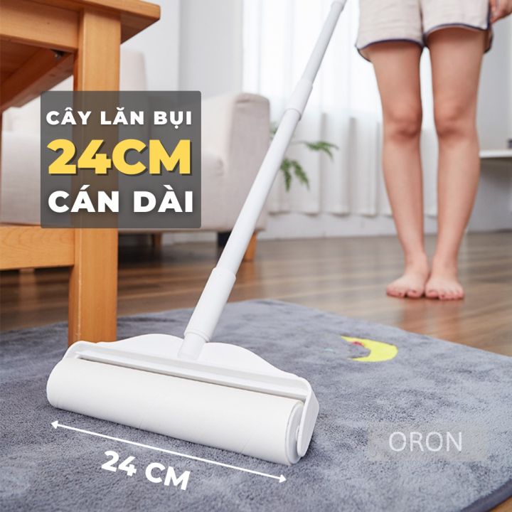 Cây lăn bụi 24cm cán dài, cây lăn bụi quần áo sàn nhà rèm cửa Oron ...