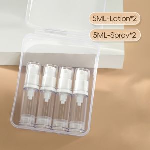 YESMILE 3/4Pcs Clear Travel Refillable Bottle 5-15ML Empty Cosmetic Container Press Pump Lotion Sprayer Bottle