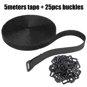 5/10m Reusable Cable Ties Freely Cut Lengths Hook Loop Self-Adhesive Fastener Tape Straps with 20 Buckles for Cable Organiser Velcro Cable Tie Wire Oragnizers Strong Adhesion Self Adhesive Fastener Cable Tie Straps Reusable Magic Hooks Loops Roll
