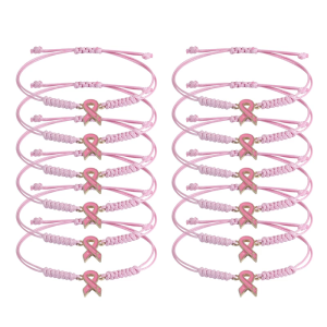Durable Thread Handwoven Pink Ribbon Charity Bracelet for Women Health Advocacy Everyday Wearable Support