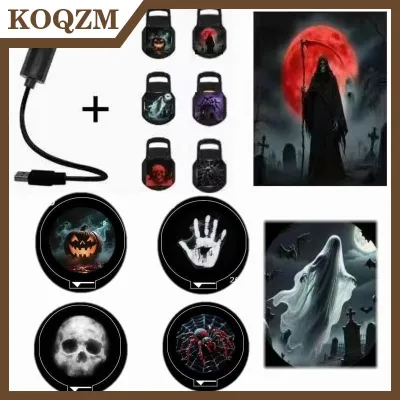 KOQZM💖[HOT SALE]🎈🎈 USB Projector Light Wide Coverage Halloween Lamp with Christmas Patterns for Events