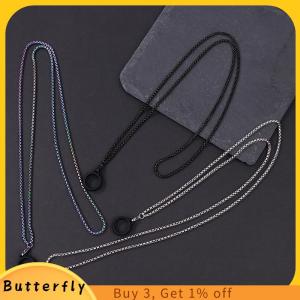 Butterfly Anti-Lost Pen Lanyard Anti-drop Portable Metal Chain Necklace Lanyard Metal Lanyard Sling Snake Bone Chain With Rubble Ring