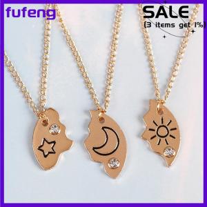 fufeng 3Pieces New Round Sun Star Moon Pendant Necklace Fashion Best Friend Forever Friendship BFF Men And Women Charm Chokers 2023