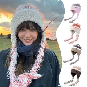 JURHOMIE Knitted Knitted Hat Thicken Warm Beanie Hat Windproof Pullover Cap Autumn and Winter