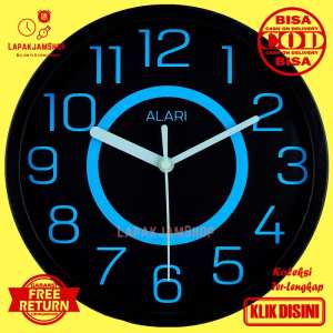 Jam Dinding Analog Minimalis Unik Alari AL1181 Blue Hiasan Rumah Original BestSeller Besar