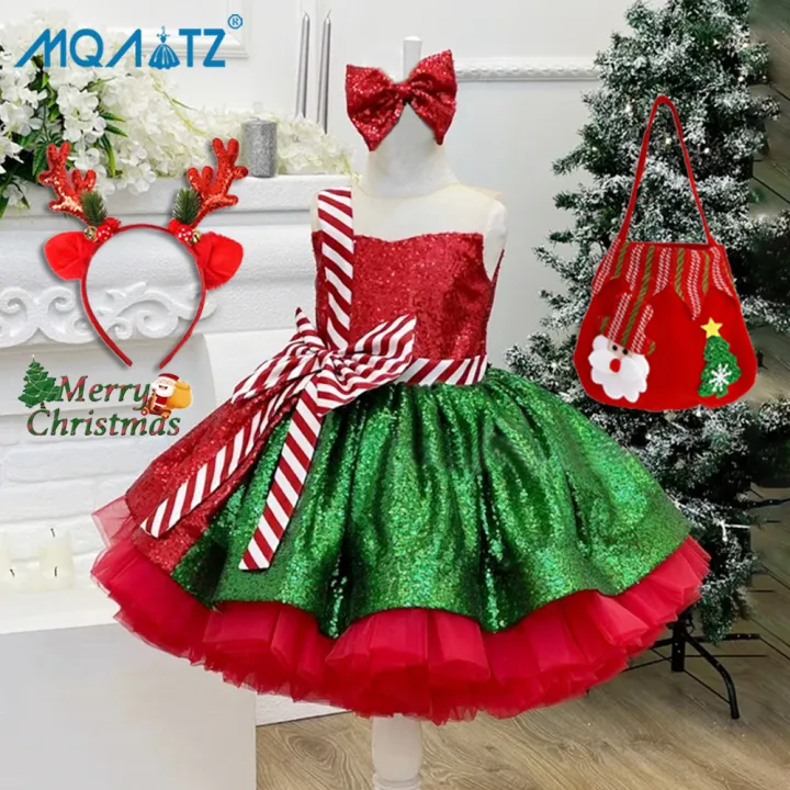 MQATZ Childrens Sequined Green Fairy Princess Dress Santa Claus Stripe Xmas  Girls Masquerade Party Performance Costumes SD083 Knee-Length Formal Casual  Dress - Lazada | Lazada PH