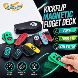 AODUOYAYA Mini Fingerboard Fidget Toy 3d Printed Magnetic Flip Deck Pocket Desk Sensory Stress Relief Kids Gift